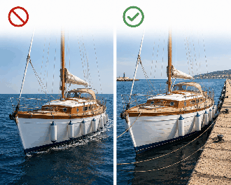 odbijacze podczas cumowania - zachowanie na jachcie SAIL
