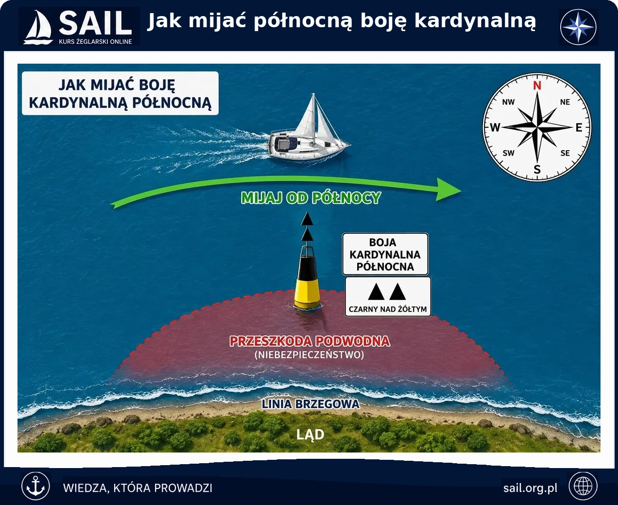 jak minąć północną boje kradynalną