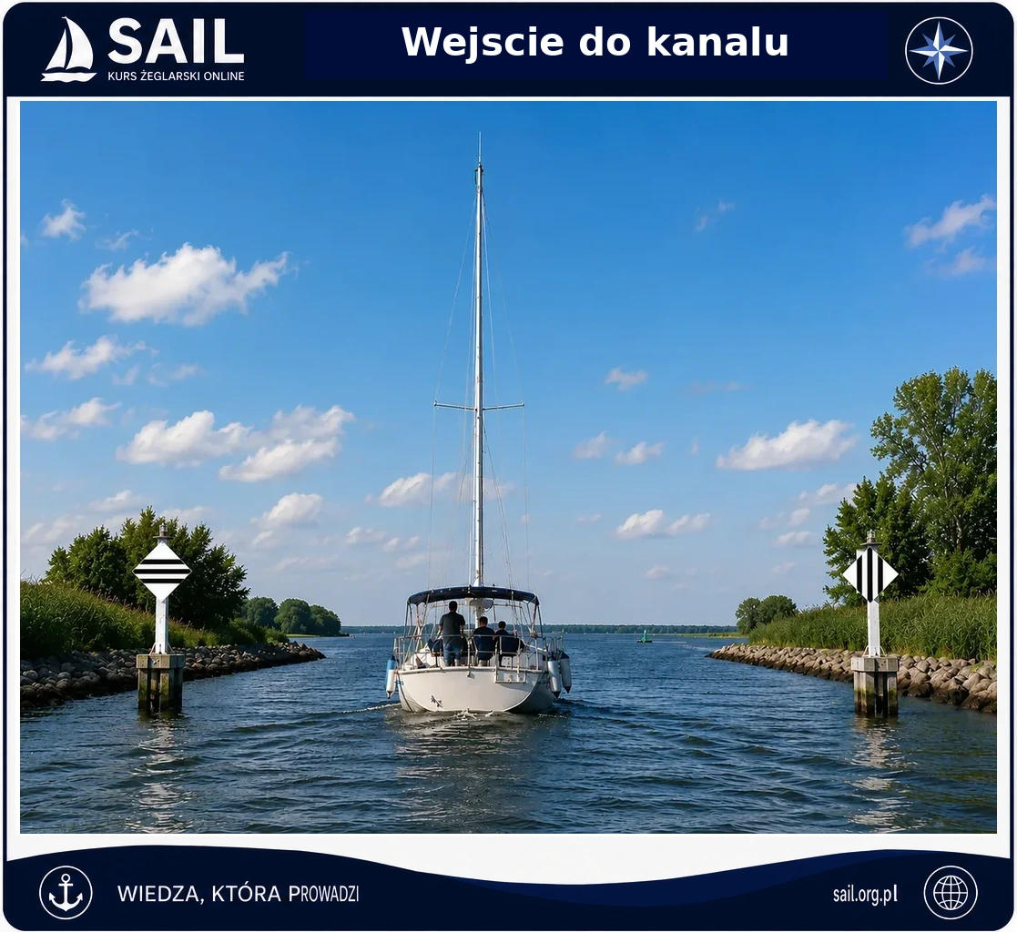 Schemat wejścia jachtem do kanału