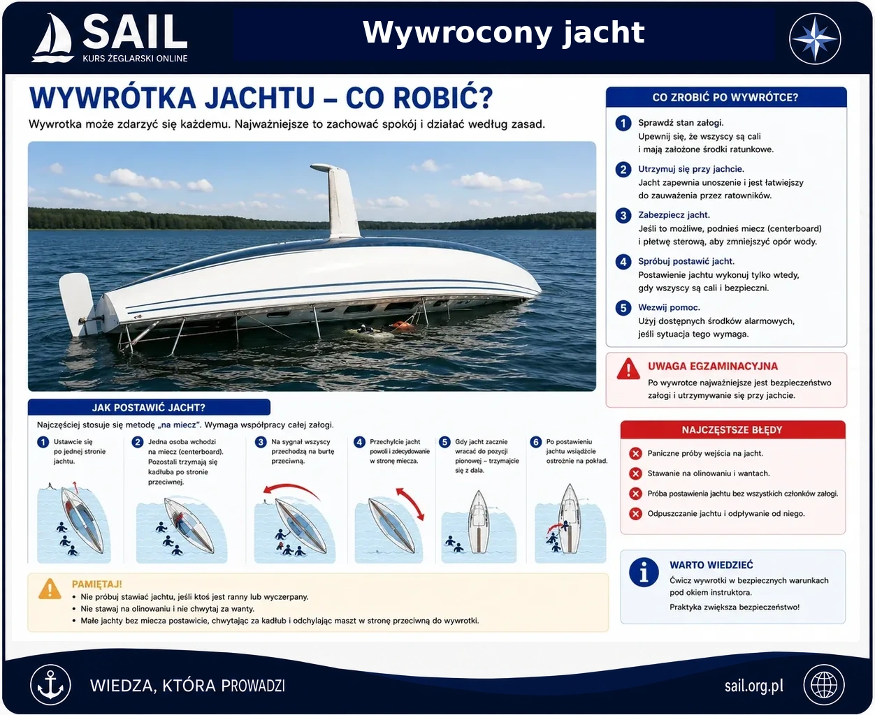 Wywrócony jacht - postępowanie po wywrotce