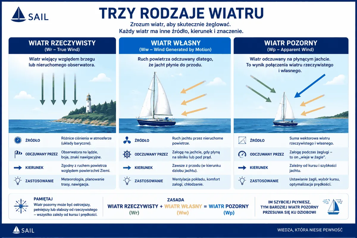 Wiatr rzeczywisty, własny i pozorny